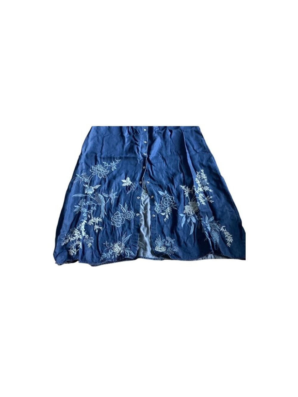 Johnny Was Workshop Blue Embroidered Button-Front Dress With Floral Design Size View 3